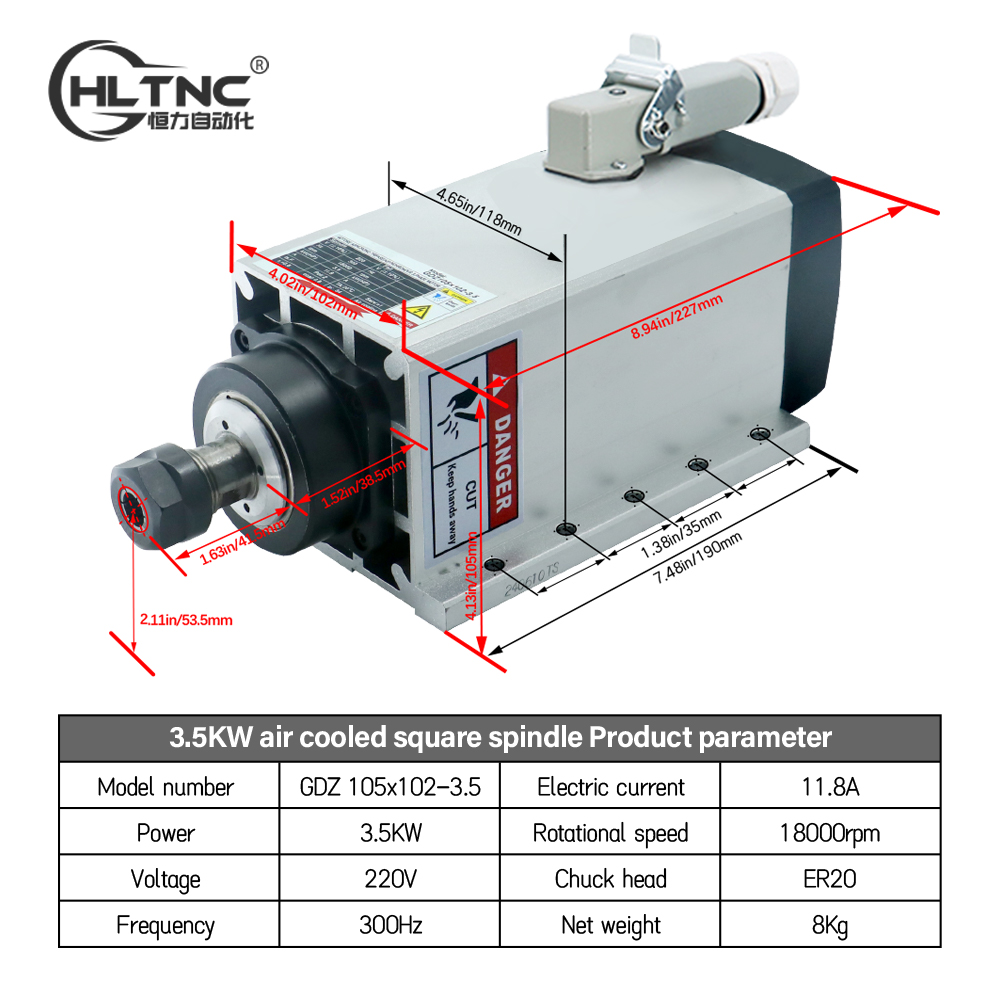 3.5KW ER20 220VSquare Fly-edge - đánh giá và giá Cnc Spindle Motor